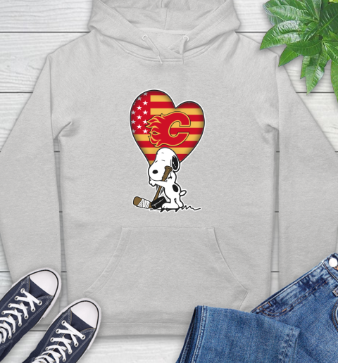 Calgary Flames NHL Hockey The Peanuts Movie Adorable Snoopy Hoodie