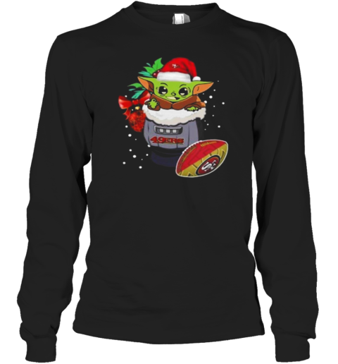 San Francisco 49ers Baby Yoda Merry Christmas 2024 Long Sleeve T-Shirt