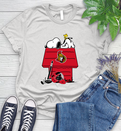 Ottawa Senators NHL Hockey Snoopy Woodstock The Peanuts Movie Women's T-Shirt