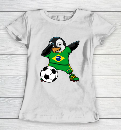 Dabbing Penguin Brazil Soccer Fans Jersey Football Lovers Women's T-Shirt