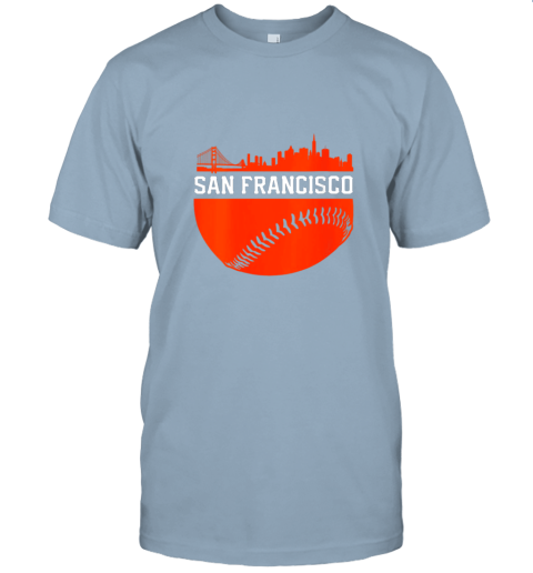 6uxt womens san francisco baseball vintage sf the city skyline gift jersey t shirt 60 front light blue