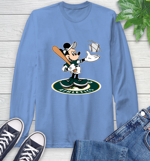 MLB Baseball Oakland Athletics Cheerful Mickey Disney Shirt Long Sleeve T-Shirt 12