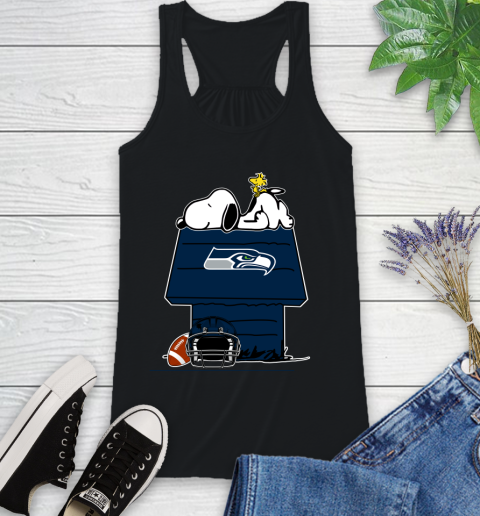 Seattle Seahawks NFL Football Snoopy Woodstock The Peanuts Movie Racerback Tank 2