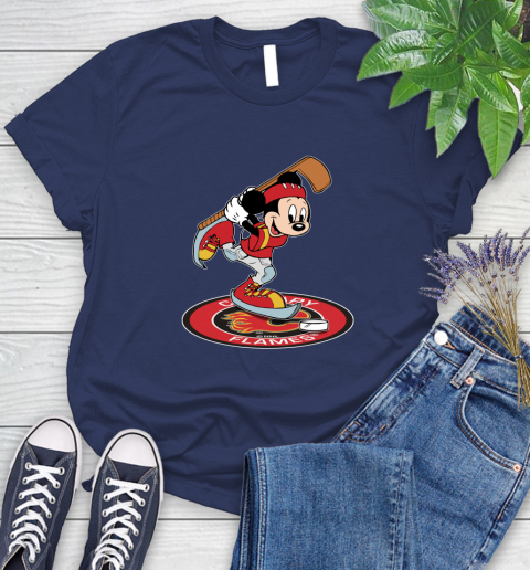 NHL Hockey Calgary Flames Cheerful Mickey Disney Shirt Women's T-Shirt 12