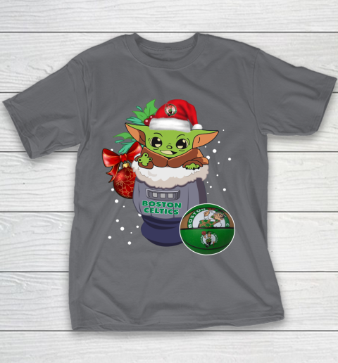 Boston Celtics Christmas Baby Yoda Star Wars Funny Happy NBA Youth T-Shirt 7