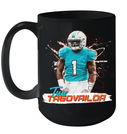 1 Tua Tagovailoa Miami Dolphins Football Ceramic Mug 15oz