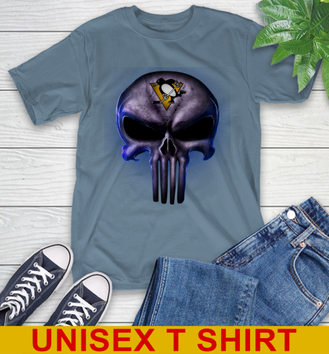 Pittsburgh Penguins NHL Hockey Punisher Skull Sports T-Shirt 8