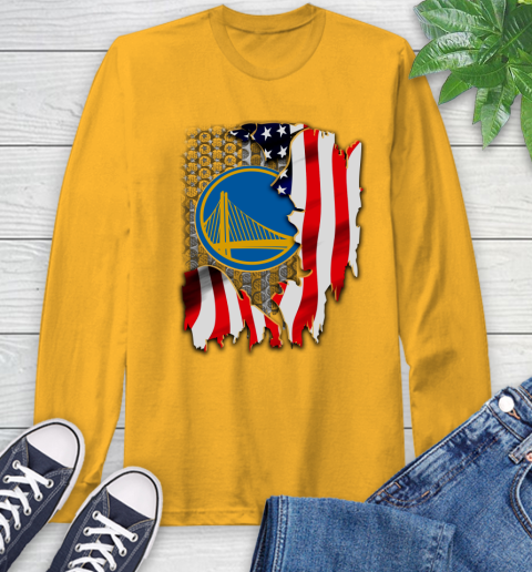 Golden State Warriors NBA Basketball American Flag Long Sleeve T-Shirt 2