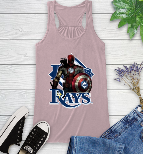 MLB Captain America Thor Spider Man Hawkeye Avengers Endgame Baseball Tampa Bay Rays Racerback Tank 11
