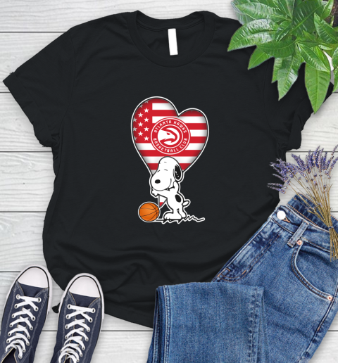 Atlanta Hawks NBA Basketball The Peanuts Movie Adorable Snoopy Women's T-Shirt 2