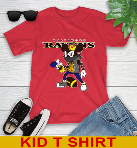Baltimore Ravens NFL Football Mickey Peace Sign Sports Youth T-Shirt 10
