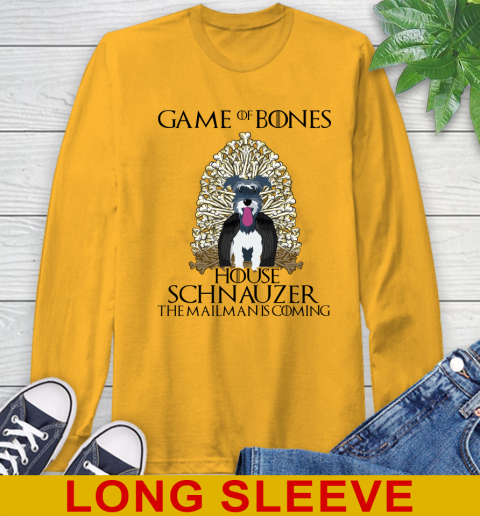 Game of bones house schnauzer dog the mailman is coming tshirt 48