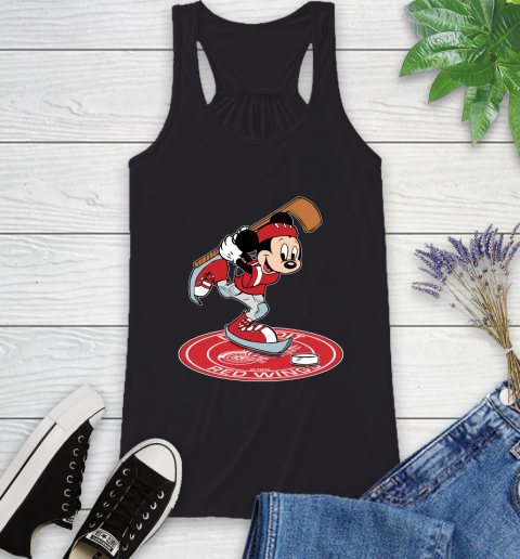 NHL Hockey Detroit Red Wings Cheerful Mickey Disney Shirt Racerback Tank