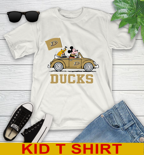 NHL Hockey Anaheim Ducks Pluto Mickey Driving Disney Shirt Youth T-Shirt