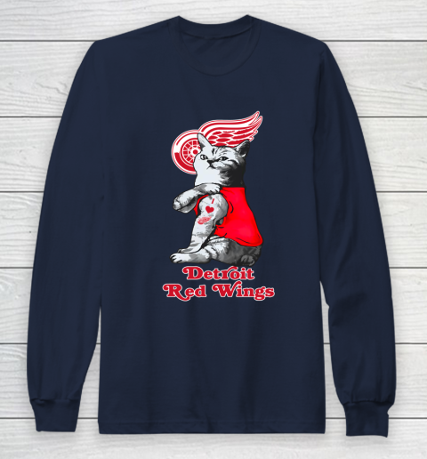 NHL My Cat Loves Detroit Red Wings Hockey Long Sleeve T-Shirt 2