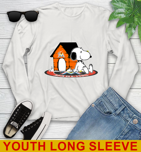 MLB Baseball Miami Marlins Snoopy The Peanuts Movie Shirt Youth Long Sleeve 12