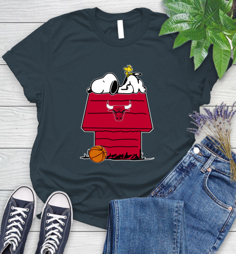Chicago Bulls NBA Basketball Snoopy Woodstock The Peanuts Movie Women's T-Shirt 8