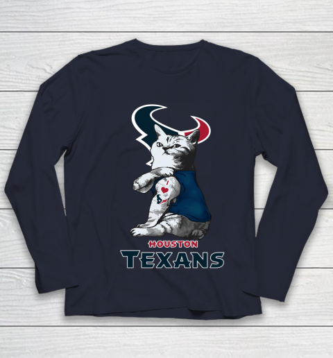 NFL Football My Cat Loves Houston Texans Youth Long Sleeve 2