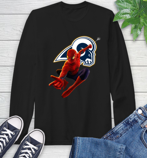 NFL Spider Man Avengers Endgame Football Los Angeles Rams Long Sleeve T-Shirt 2