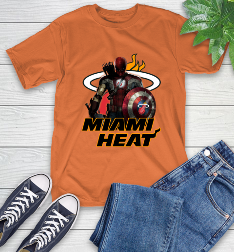 Miami Heat NBA Basketball Captain America Thor Spider Man Hawkeye Avengers T-Shirt 5