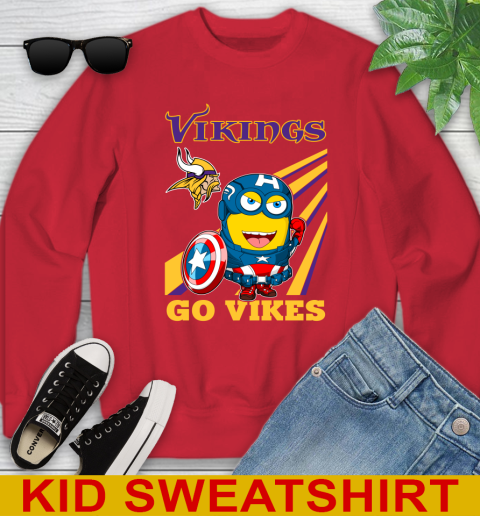 NFL Football Minnesota Vikings Captain America Marvel Avengers Minion Shirt Youth Sweatshirt 7