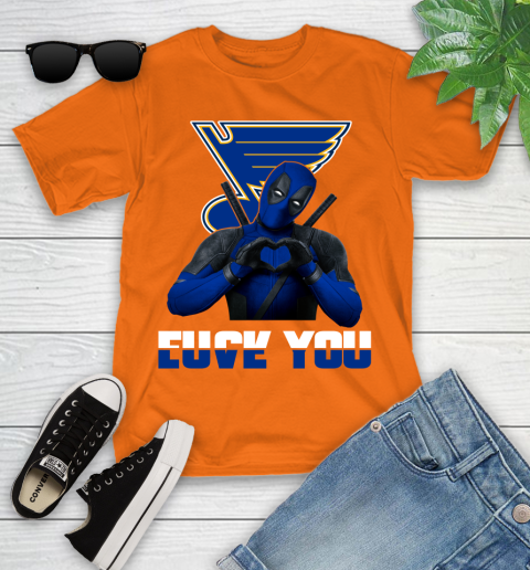 NHL St.Louis Blues Deadpool Love You Fuck You Hockey Sports Youth T-Shirt 9