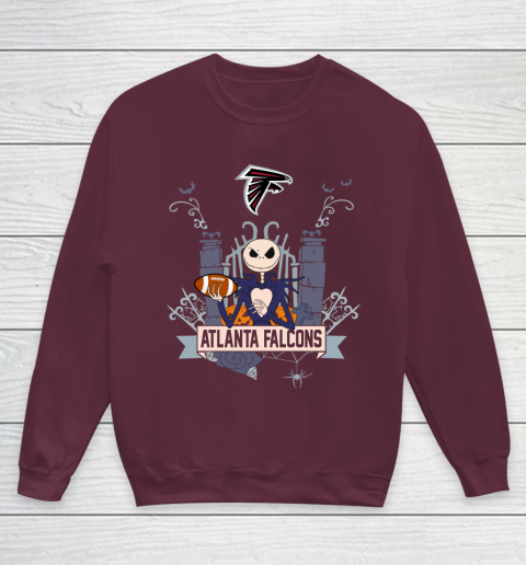NFL Atlanta Falcons Football Jack Skellington Halloween Youth Sweatshirt 4