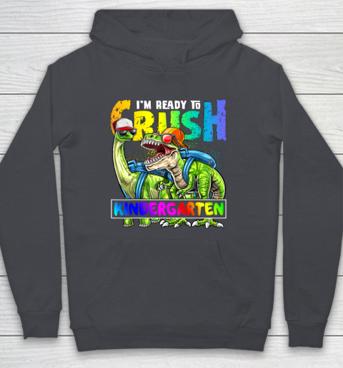 Next Level t shirts I m Ready To Crush Kindergarten T Rex Dino Holding Pencil Back To School Youth Hoodie 5