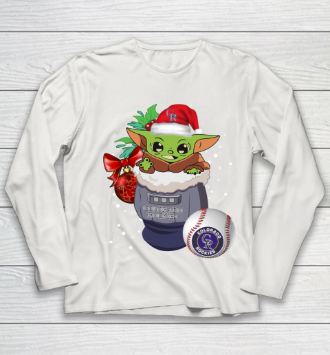Colorado Rockies Christmas Baby Yoda Star Wars Funny Happy MLB Youth Long Sleeve 11