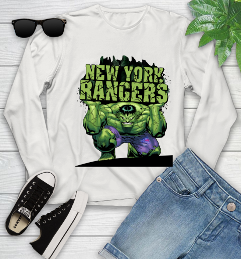 New York Rangers NHL Hockey Incredible Hulk Marvel Avengers Sports Youth Long Sleeve 12