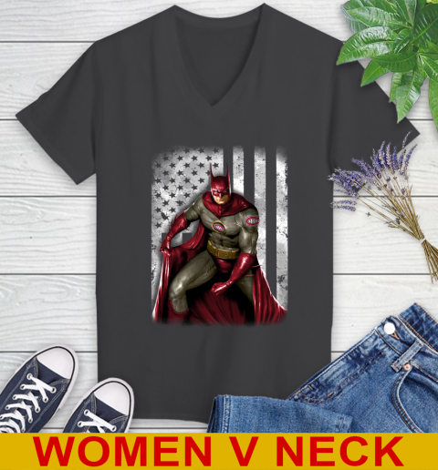 Montreal Canadiens NHL Hockey Batman DC American Flag Shirt Women's V-Neck T-Shirt 8