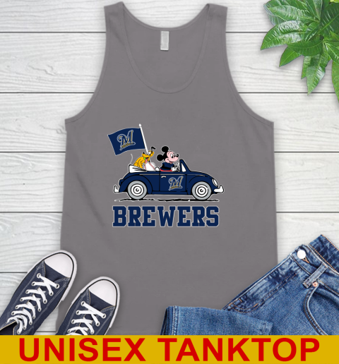MLB Baseball Milwaukee Brewers Pluto Mickey Driving Disney Shirt Tank Top 7