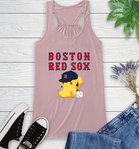 MLB Pikachu Baseball Sports Boston Red Sox Racerback Tank 11