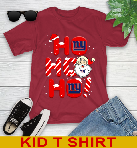 New York Giants NFL Football Ho Ho Ho Santa Claus Merry Christmas Shirt Youth T-Shirt 12