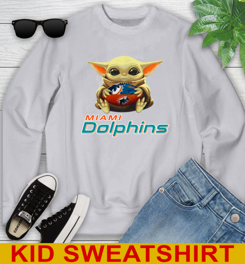 NFL Football Miami Dolphins Baby Yoda Star Wars Shirt Youth Sweatshirt 4