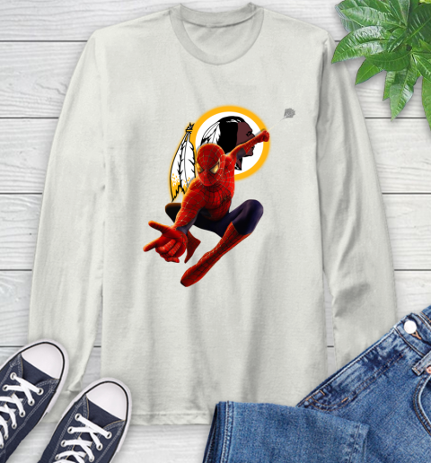 NFL Spider Man Avengers Endgame Football Washington Redskins Long Sleeve T-Shirt 12