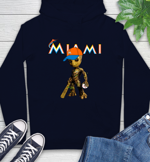 MLB Miami Marlins Groot Guardians Of The Galaxy Baseball Hoodie 4
