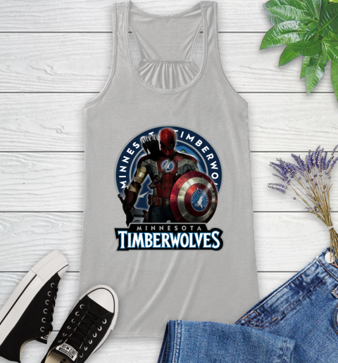 Minnesota Timberwolves NBA Basketball Captain America Thor Spider Man Hawkeye Avengers Racerback Tank