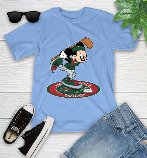 NHL Hockey Minnesota Wild Cheerful Mickey Disney Shirt Youth T-Shirt 11