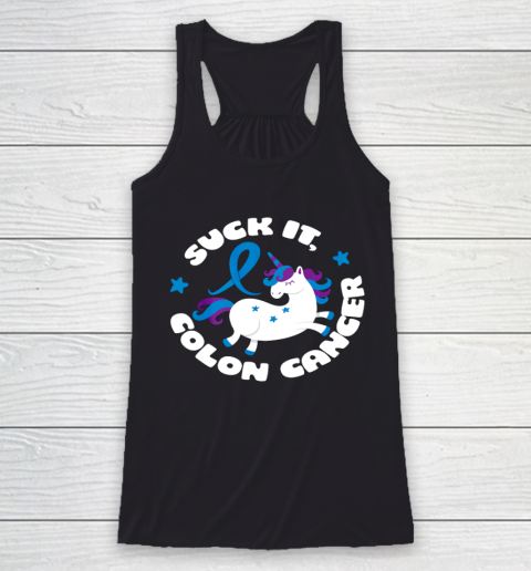 Colon Cancer Shirt Suck It Colon Cancer Funny Unicorn Gift Racerback Tank