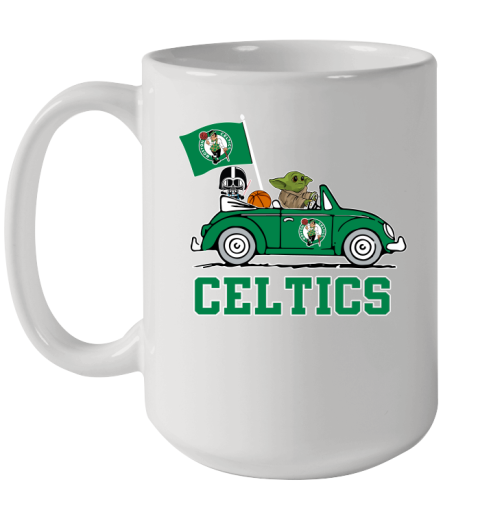 NBA Basketball Boston Celtics Darth Vader Baby Yoda Driving Star Wars Shirt Ceramic Mug 15oz