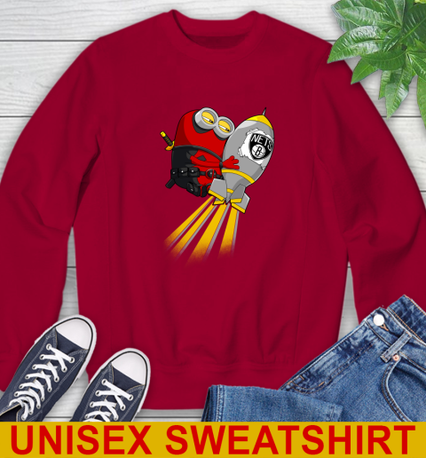 NBA Basketball Brooklyn Nets Deadpool Minion Marvel Shirt Sweatshirt - Image 10