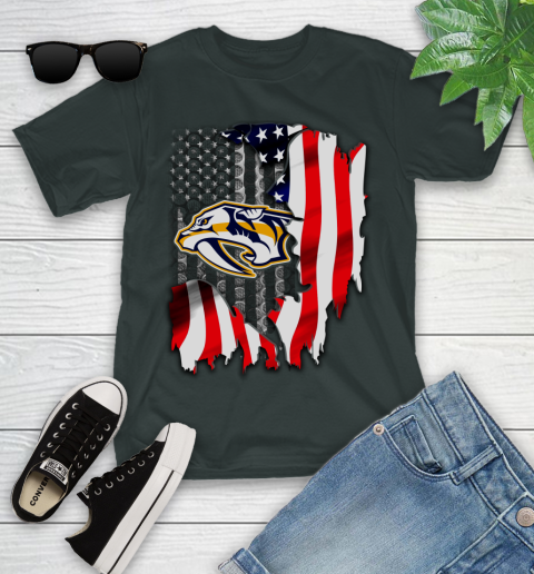 Nashville Predators NHL Hockey American Flag Youth T-Shirt 6
