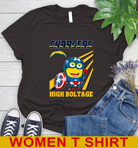 NFL Football Los Angeles Chargers Captain America Marvel Avengers Minion Shirt Women's T-Shirt 9