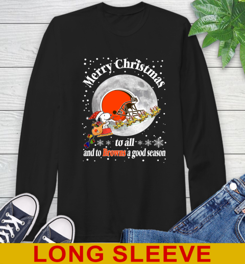 Cleveland Browns Merry Christmas To All And To Browns A Good Season NFL Football Sports Long Sleeve T-Shirt
