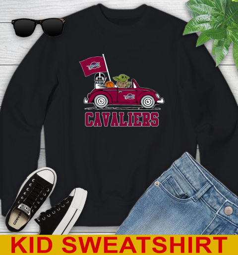 NBA Basketball Cleveland Cavaliers Darth Vader Baby Yoda Driving Star Wars Shirt Youth Sweatshirt 2