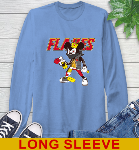 Calgary Flames NHL Hockey Mickey Peace Sign Sports Long Sleeve T-Shirt 11