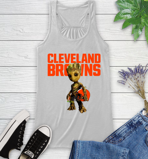 Cleveland Browns NFL Football Groot Marvel Guardians Of The Galaxy Racerback Tank