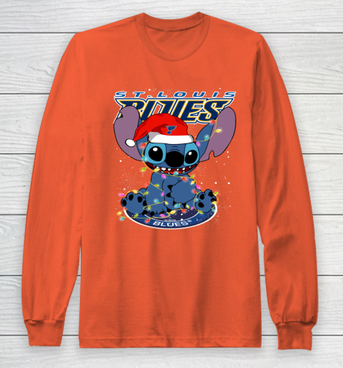 St.Louis Blues NHL Hockey noel stitch Christmas Long Sleeve T-Shirt 3
