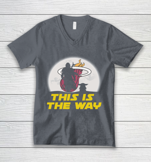 Miami Heat NBA Basketball Star Wars Yoda And Mandalorian This Is The Way V-Neck T-Shirt 4